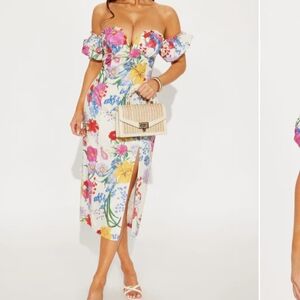 Fashion Nova Multicolor Floral Midi Dress